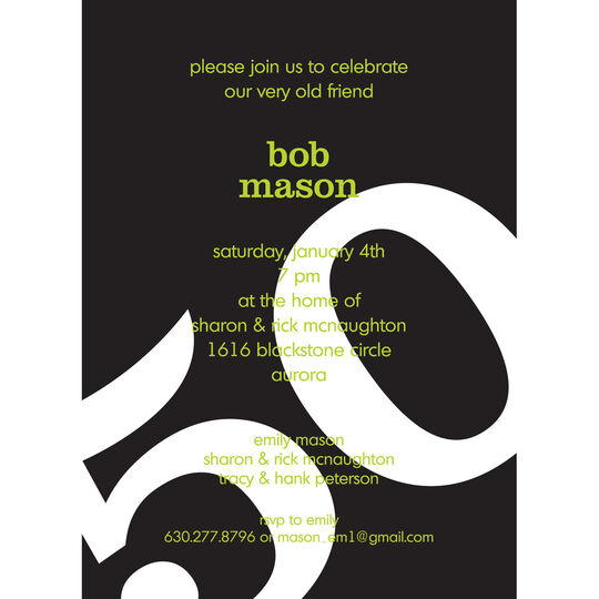 Big Number Birthday Invitations in Your Color Choice